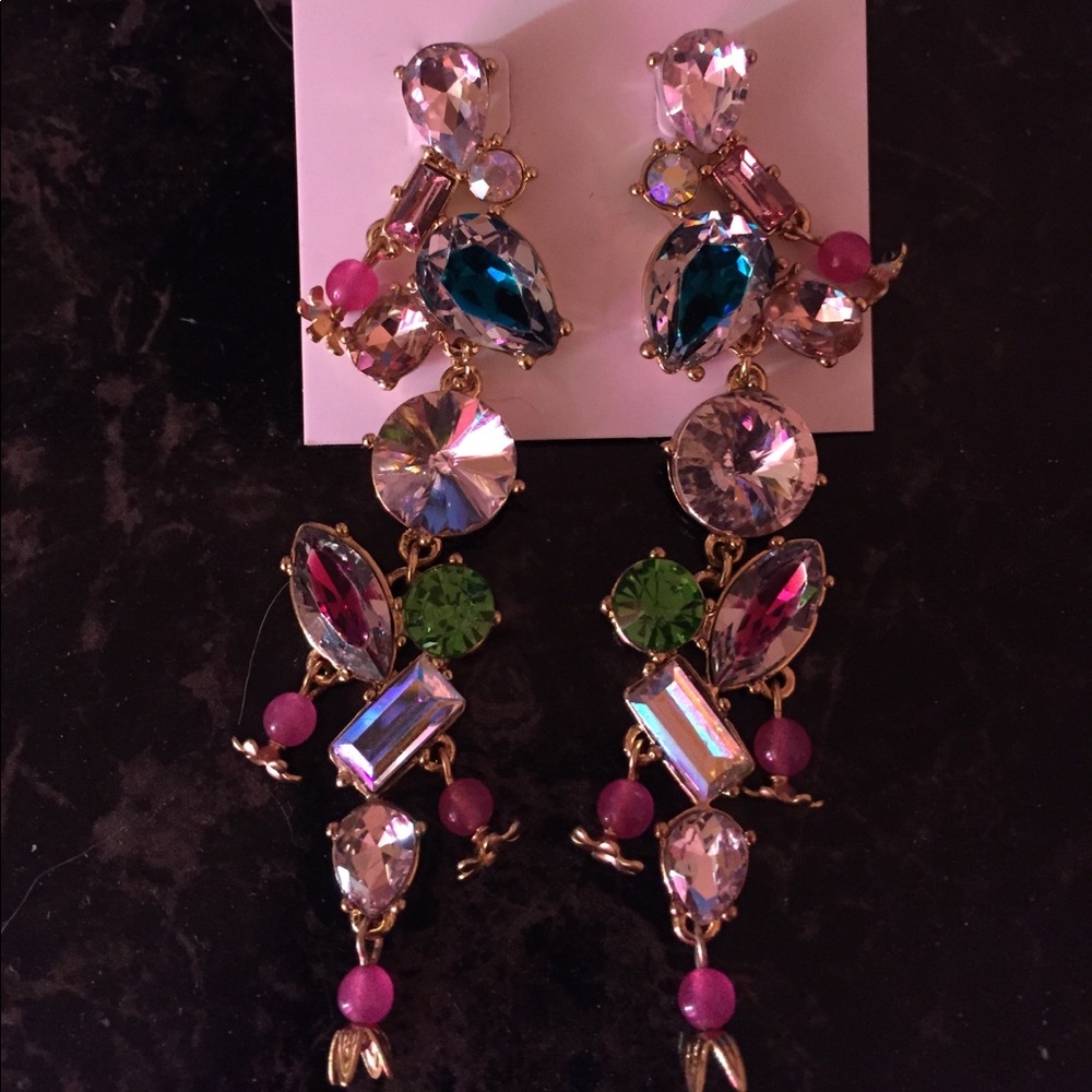 Betseys dynamite long colorful earrings. 1 of best - Picture 2 of 3