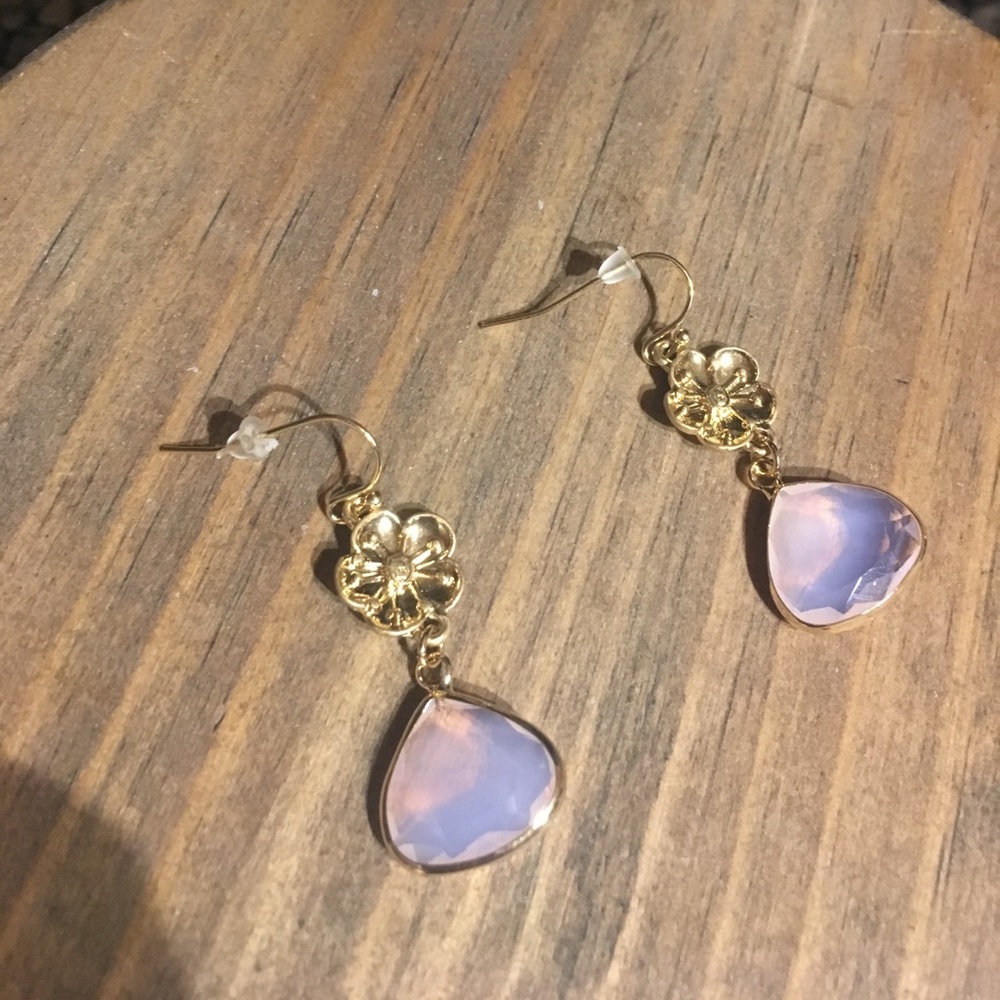Pink crystal drop earrings