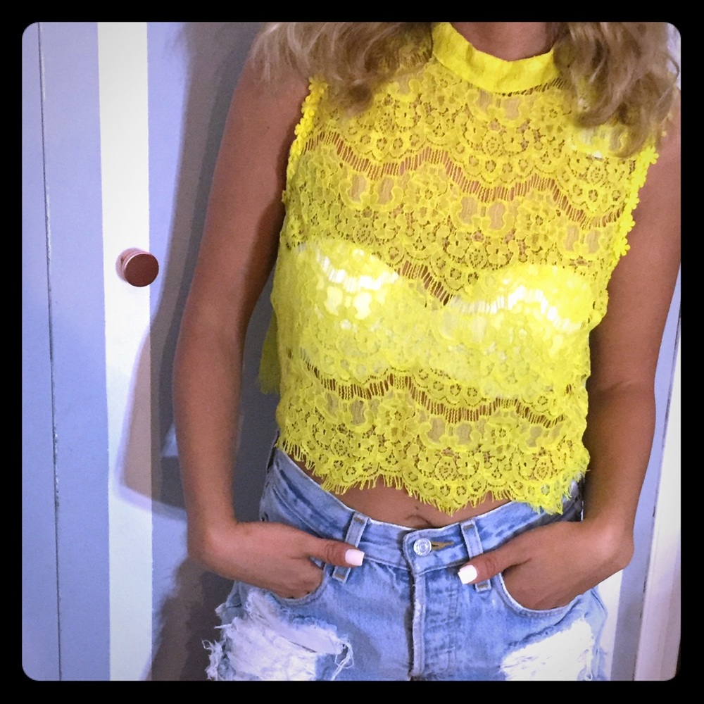 Lace Yellow Crop Top