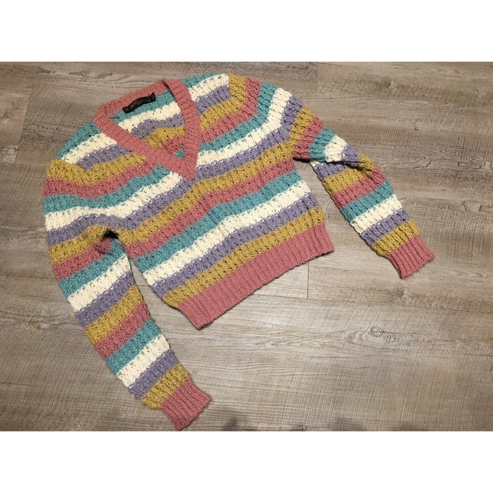 VTG Jasmin Teas pastel Stripe Crop sweater top