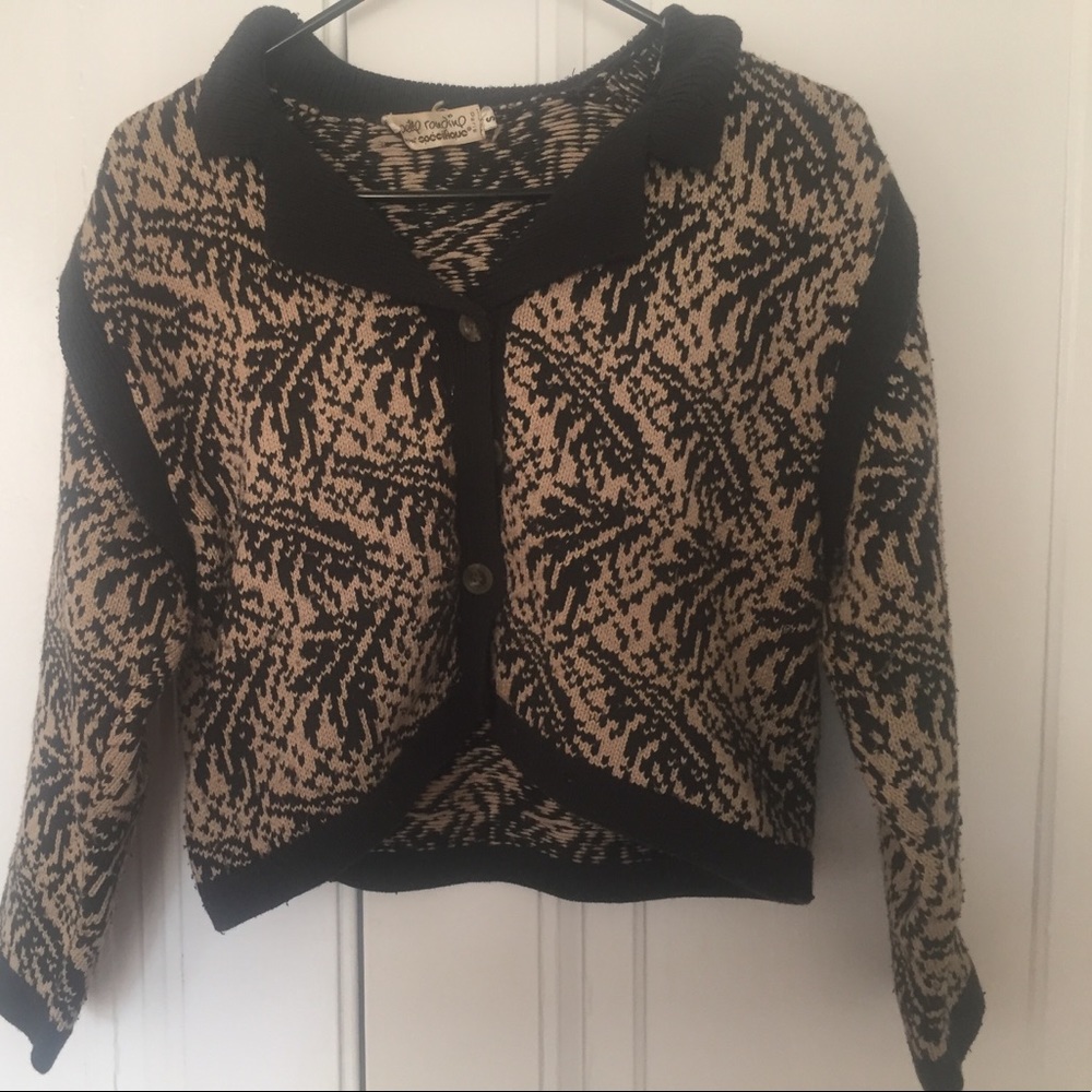 Woven cropped cardigan