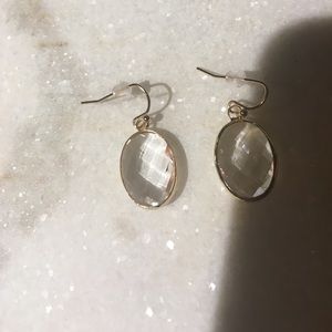Oval clear crystal drop earrings