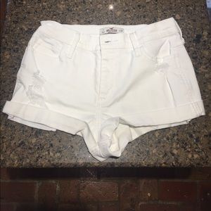 White Denim High Waisted Hollister Shorts