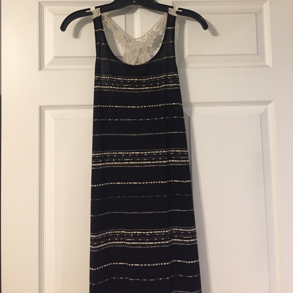 Black & Cream Racerback Maxi Dress