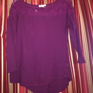 Purple lace three quarter length shirt