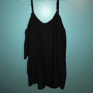 Cold-shouldered black flowy top