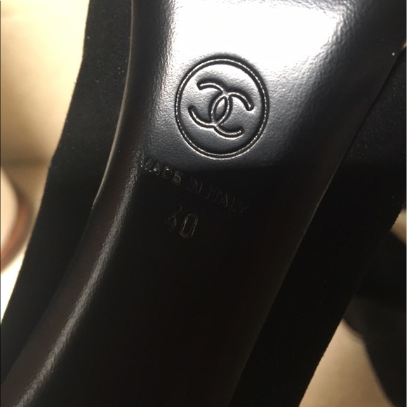 Chanel Suede Calfskin Satin Pump Black Size 40 - Picture 6 of 8