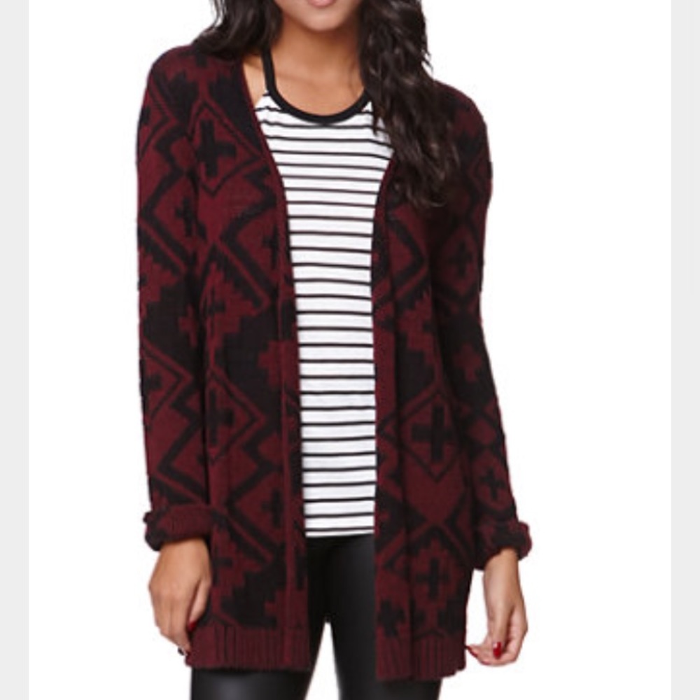 Maroon tribal cardigan never worn long sleeve