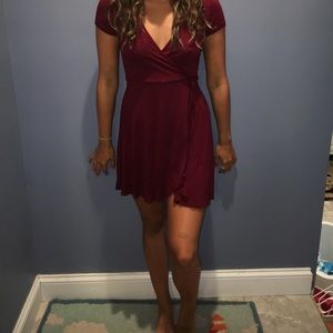 Maroon "wrap" dress