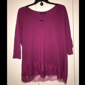 Fushia 3/4 sleeve crew neck shirt