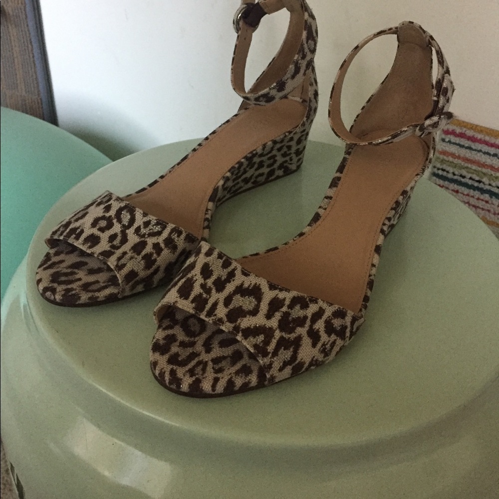 Jcrew animal print wedge sandal