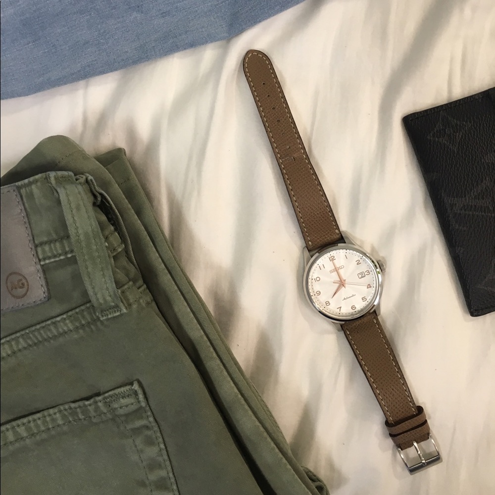 Men's Seiko Automatic Watch with Leather Strap