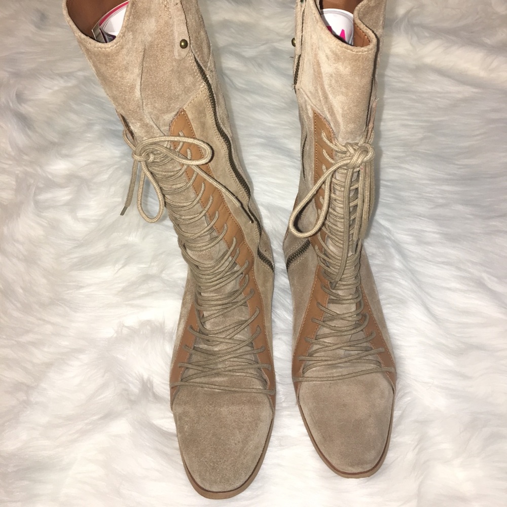 Zara Lace Up Boots With Zip Size 40