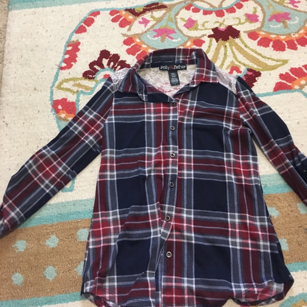 Lace back flannel