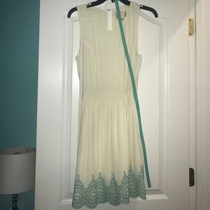 White and Teal Dress - Under Skies - Small