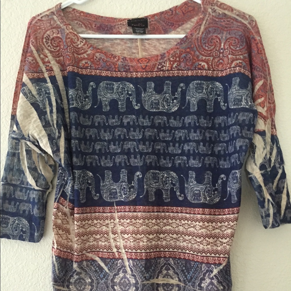Elephant and Paisley Print. Multi Color.