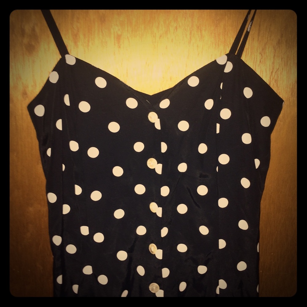 Vintage button up polkadot maxi dress