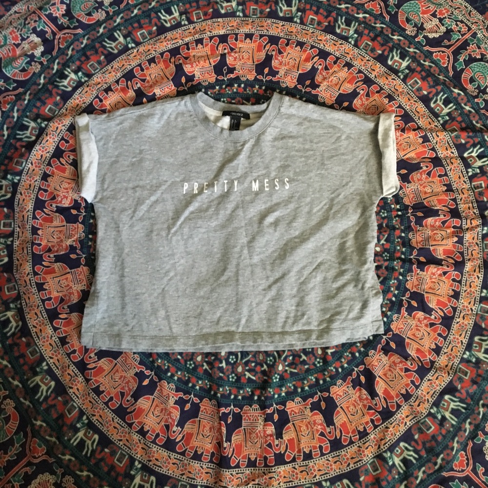 F21 grey crop top