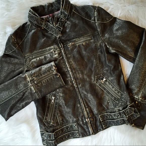 Guess Jackets & Blazers - Guess black metallic style moto jacket