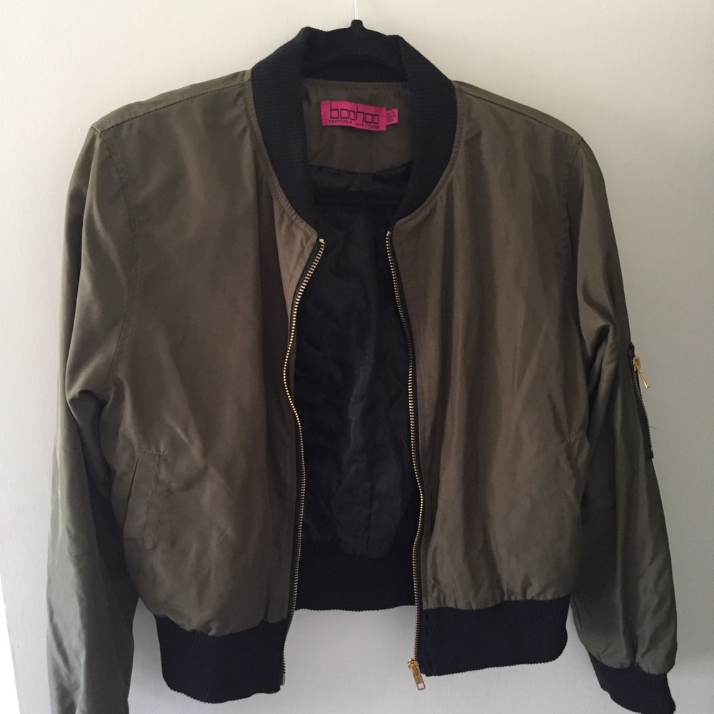 Green Bomber Jacket - Boohoo