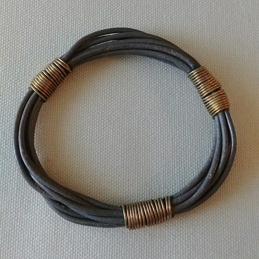 Grey leather bangle