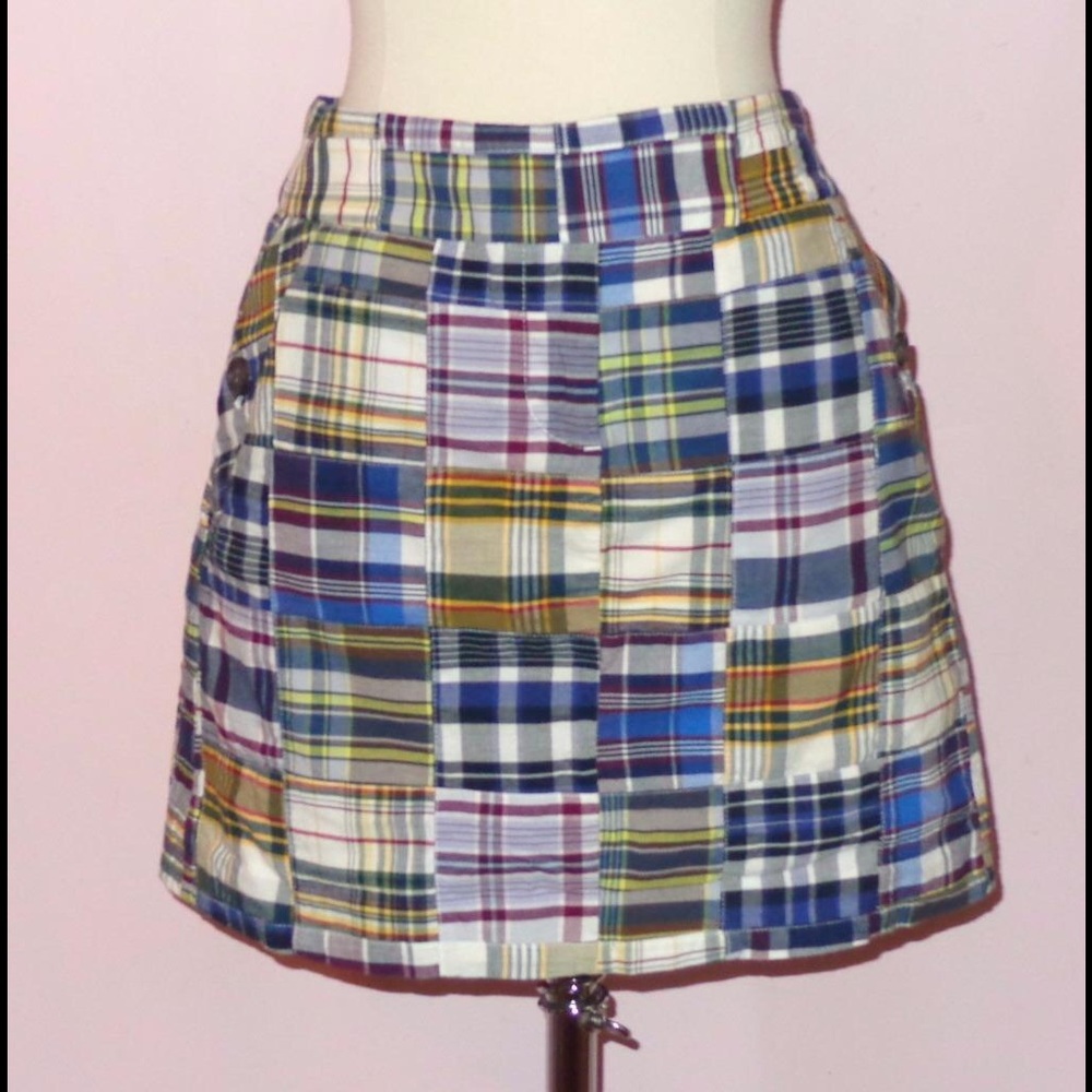 J. Crew Cotton Plaid Patchwork Skirt 0 & 4