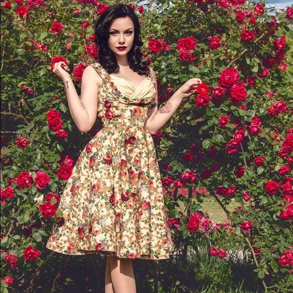 Lindy Bop Ophelia Floral 1950s Dress NWT