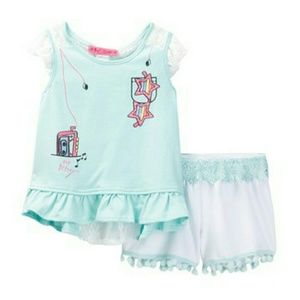 Nwt Betsey Johnson girls tank short set size 3t