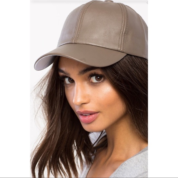 Baseball Hat Brown Faux Leather - Picture 2 of 4