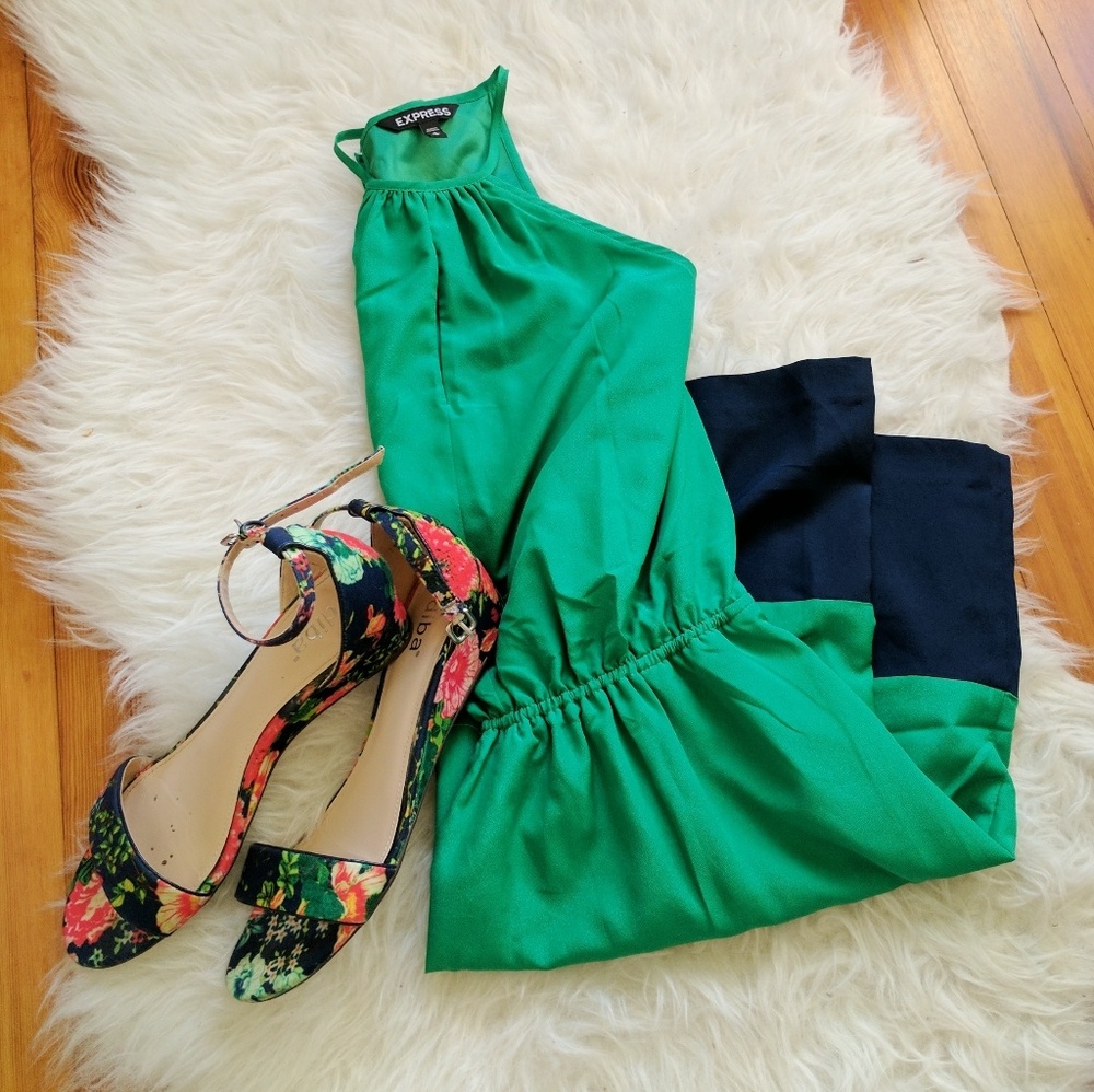 Color block halter dress