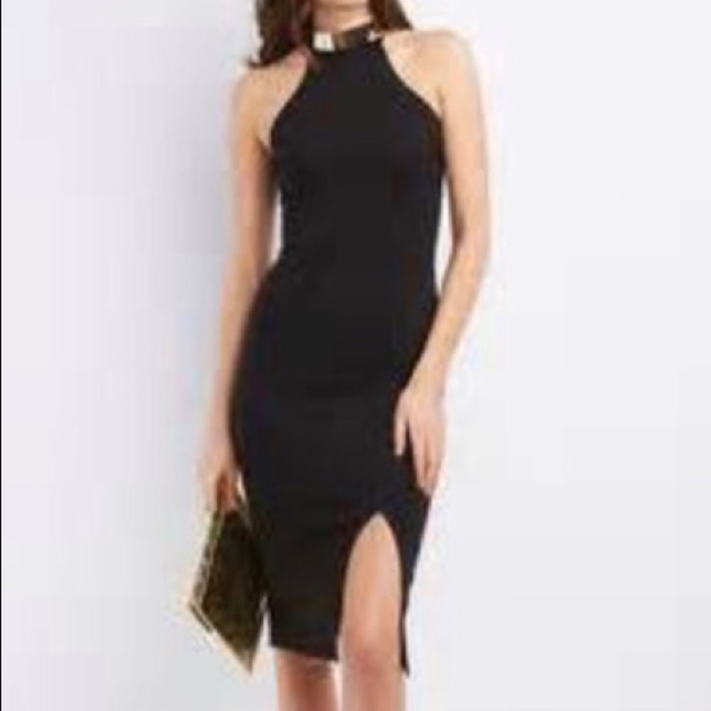 Gold neck bodycon dress