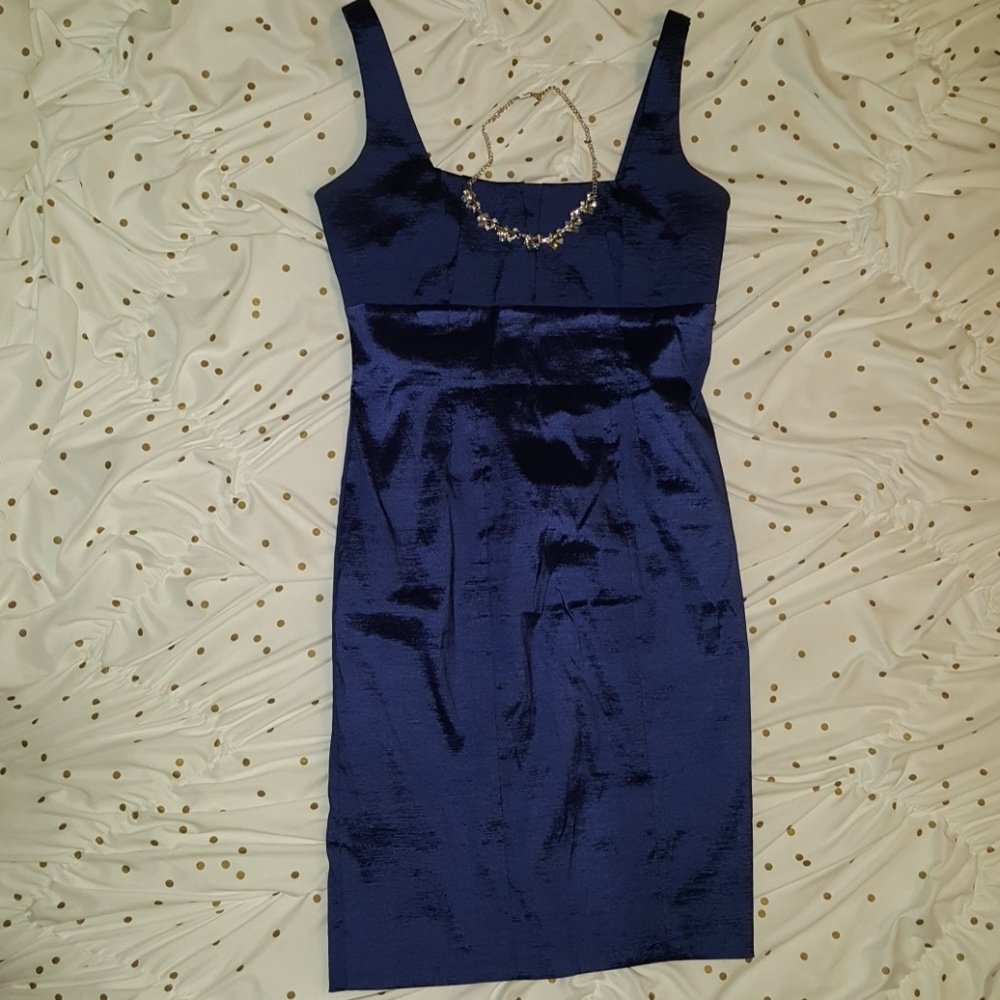 Blue satin cocktail dress