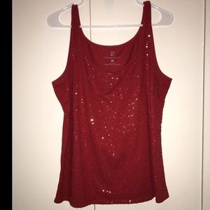Red sequined tank top
