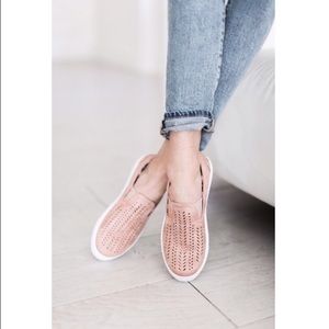 Boutique laser cut blush slip on sneakers-6.5