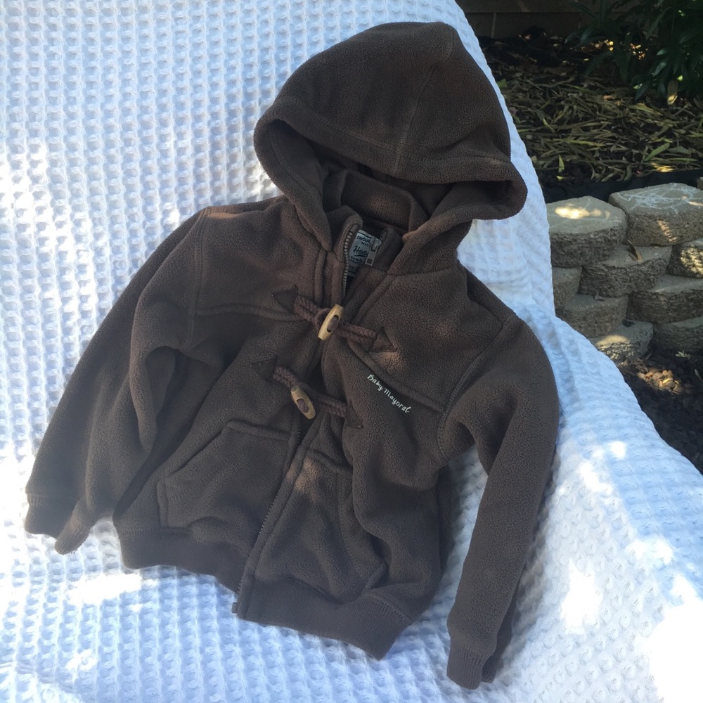 Baby boy's brown fleece zipper hoodie
