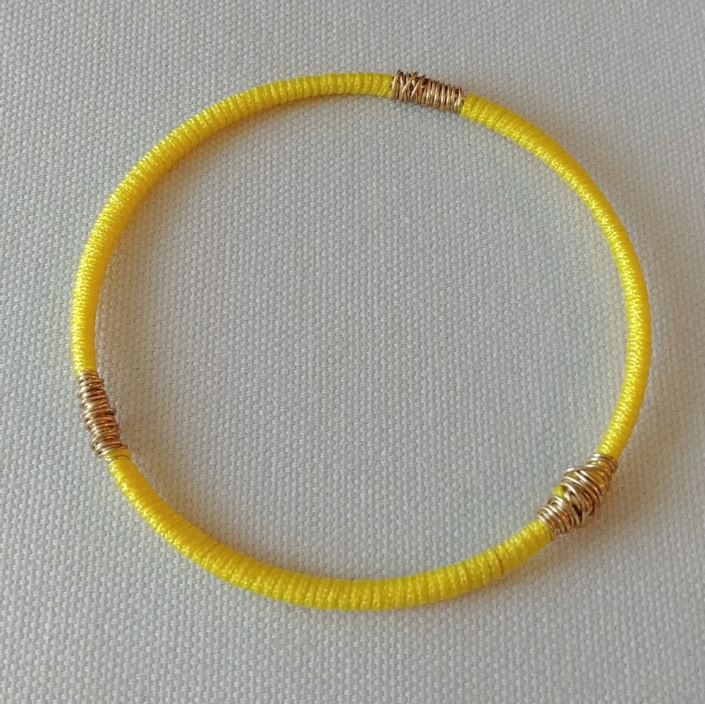 Yellow silk wrapped bangle