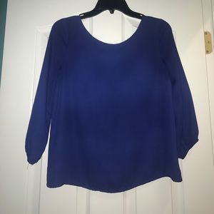 Sheer Blue Top with Bow on Back
