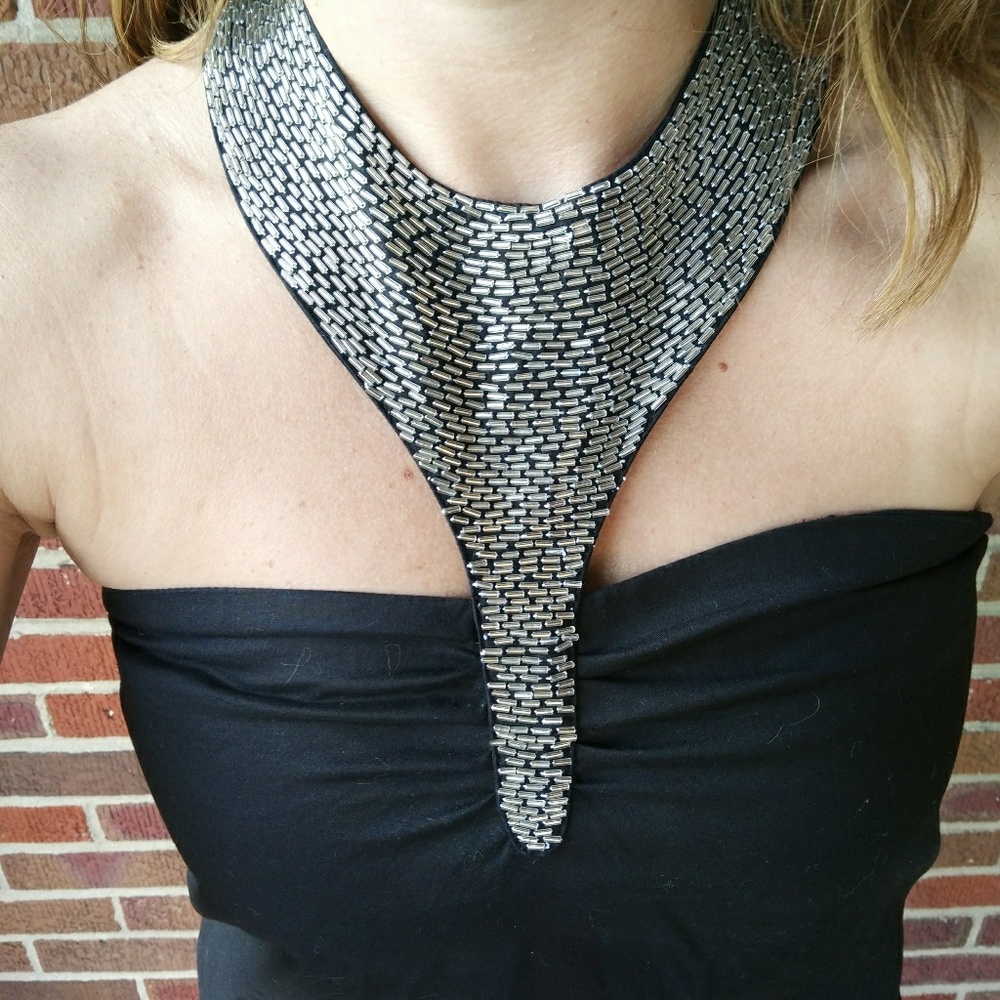 Jewel-collar Cocktail Dress