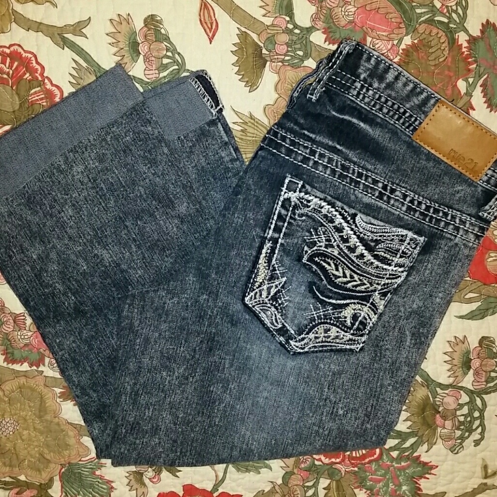 RUE 21 CROPPED Jeans Fancy Pockets Sz 7/8
