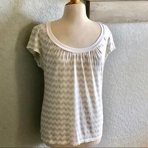 Ella Moss Anthropologie mint & white chevron tee