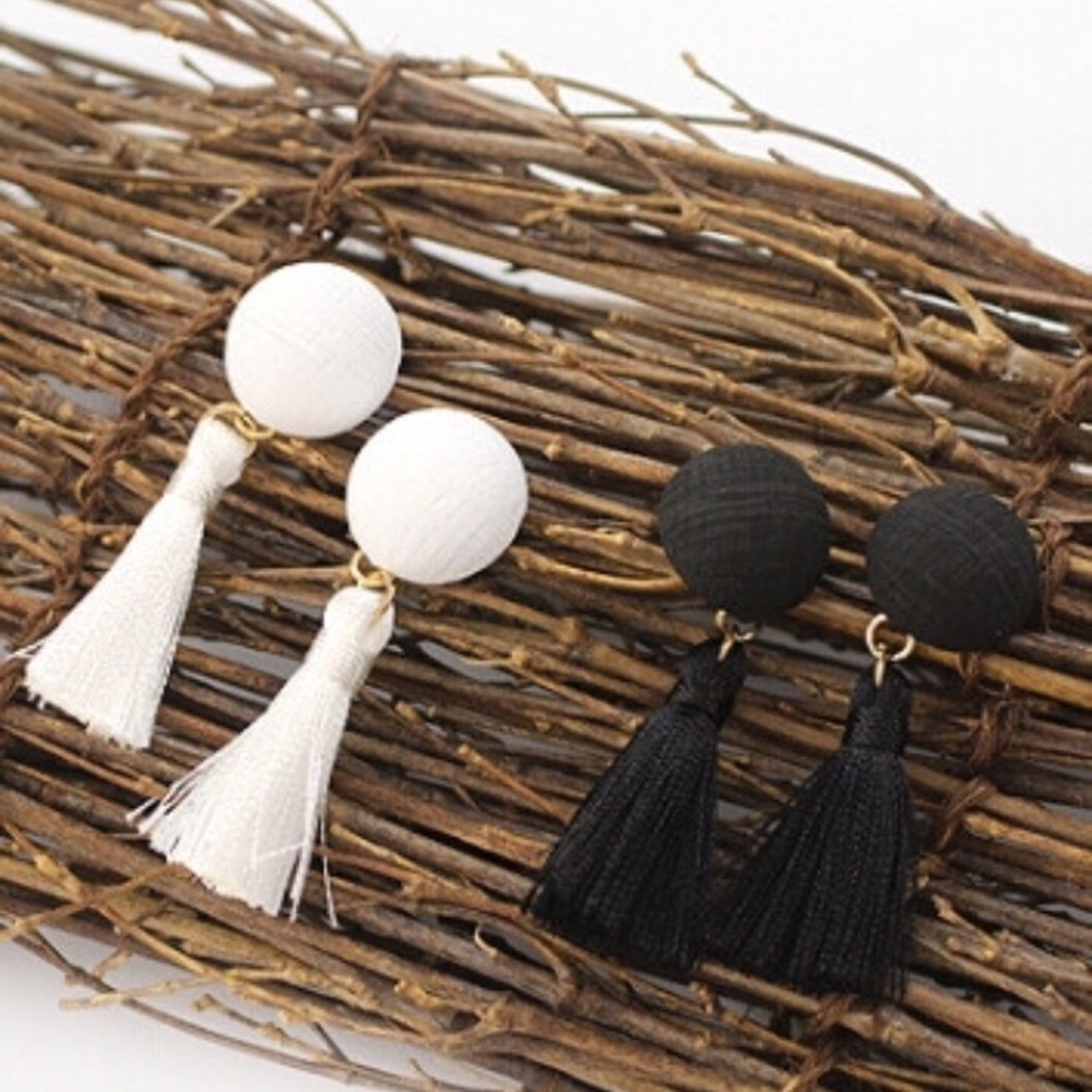 Boho Black Tassel Earrings