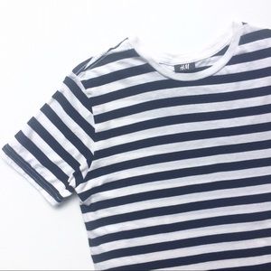 Navy & White Striped T Shirt