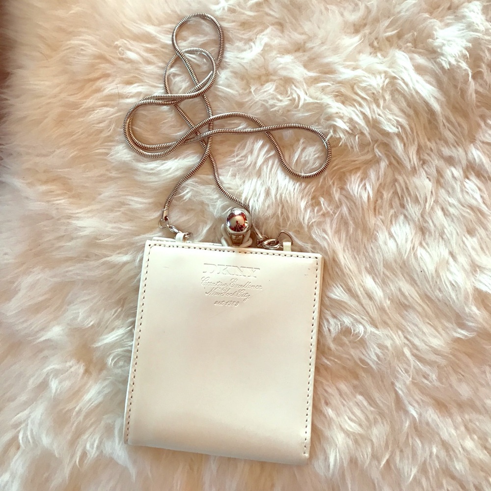 DKNY Leather Clutch/Wallet w Silver Chain Strap