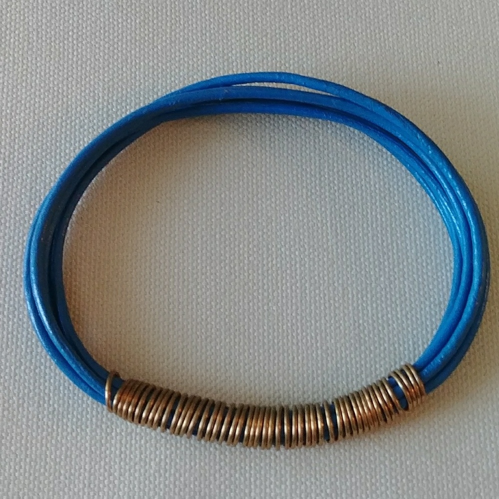 Blue leather bangle