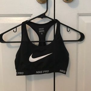 Black and white nike sports bra