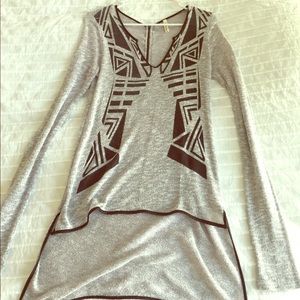 High-Low long sleeve tribal shirt