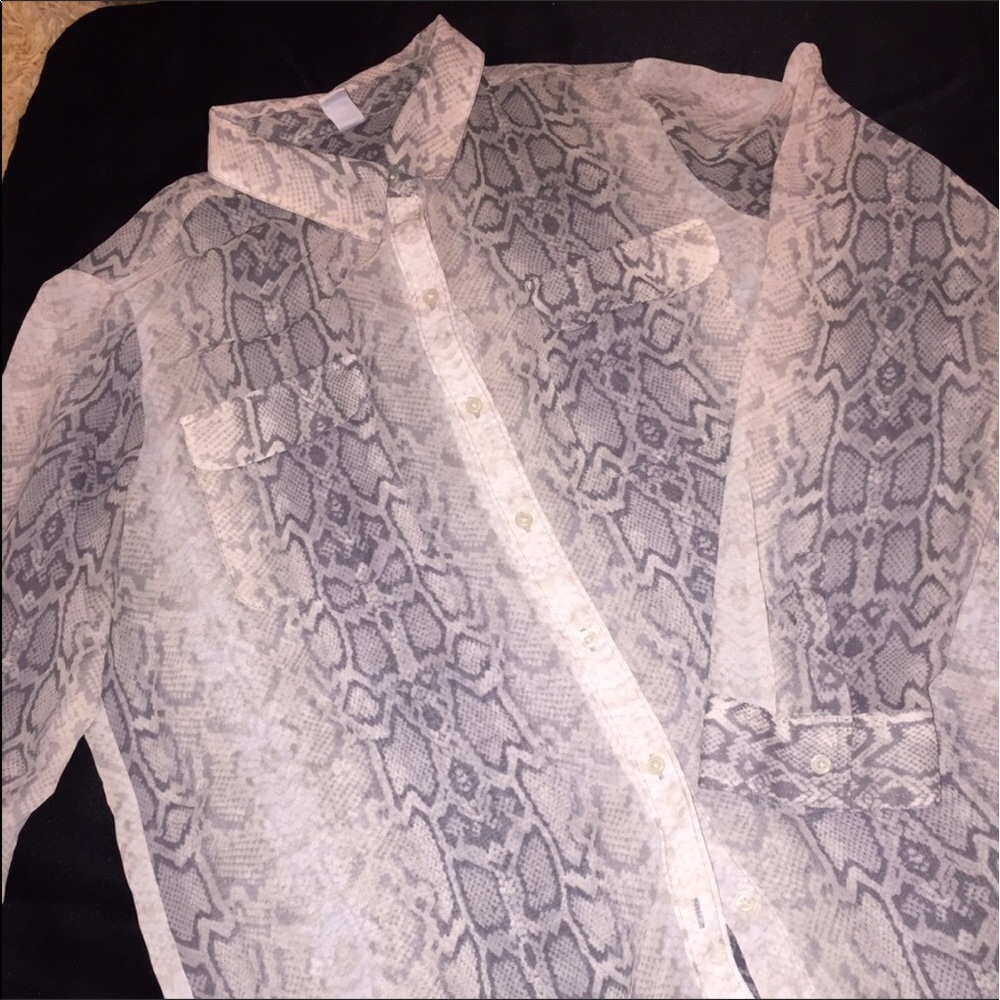 Sheer snakeskin print blouse