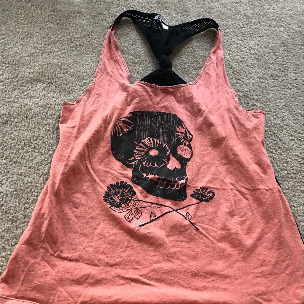 Mesh back skull tank top