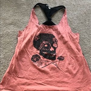Mesh back skull tank top