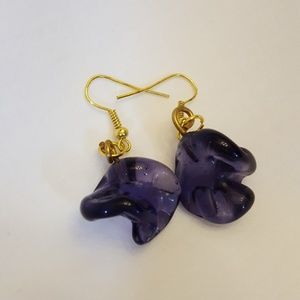 Purple glass drop earrings